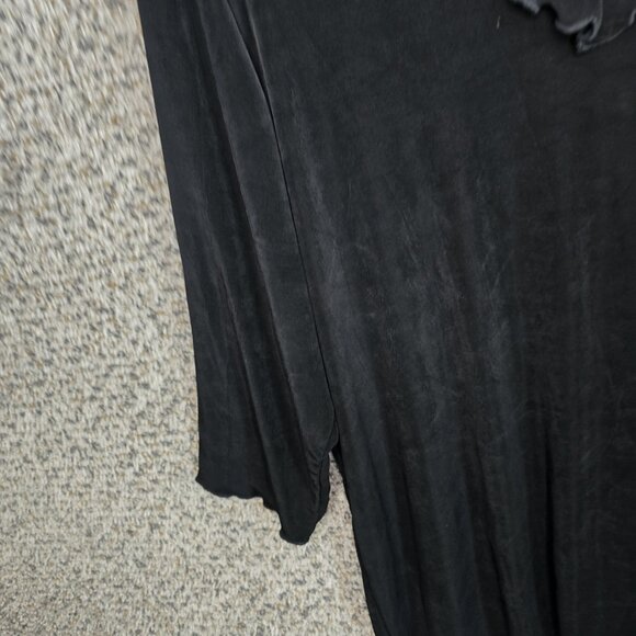 Lane Bryant Top Womens Plus 18/20 Black Slinky V Neck‎ Blouse Ruffle Stretch - Picture 3 of 7